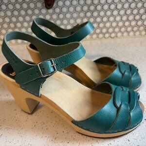 Swedish Hasbeens, Green (teal), Size 36